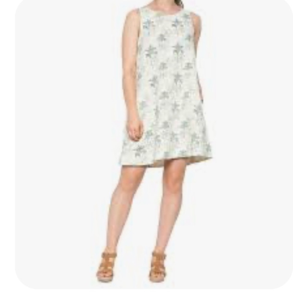 C&C California 100% Linen Dress Size large Tropical Print Mini Dress w/ Pockets